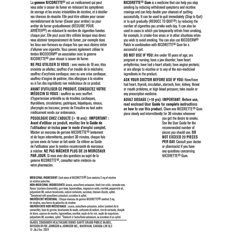 Gomme à mg de nicotine