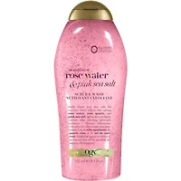 Nettoyant exfoliant OGX Rose Water & Pink Sea Salt, doux et apaisant