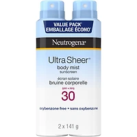 Ultra Sheer Body Mist Sunscreen Spray SPF 30, Duo Pack, 2 x 141g