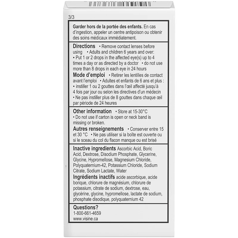 Gouttes oculaires  Triple action - polyéthylèneglycol et chlorhydrate de tétrahydrozoline - Sécheresse, rougeur, fatigue et irritation des yeux