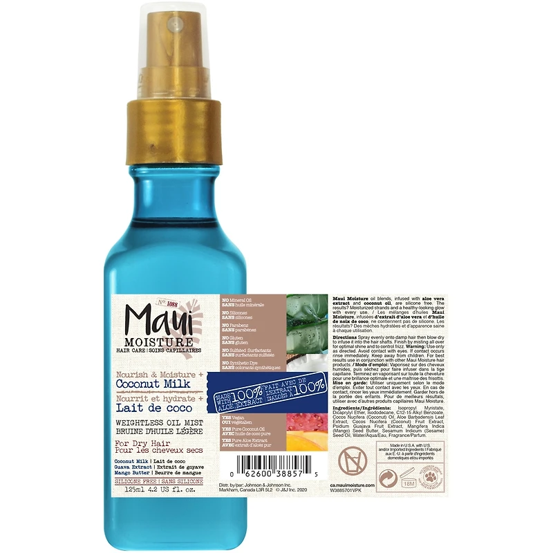 Nourit et hydrate + Lait de coco Bruine D'huille Légére