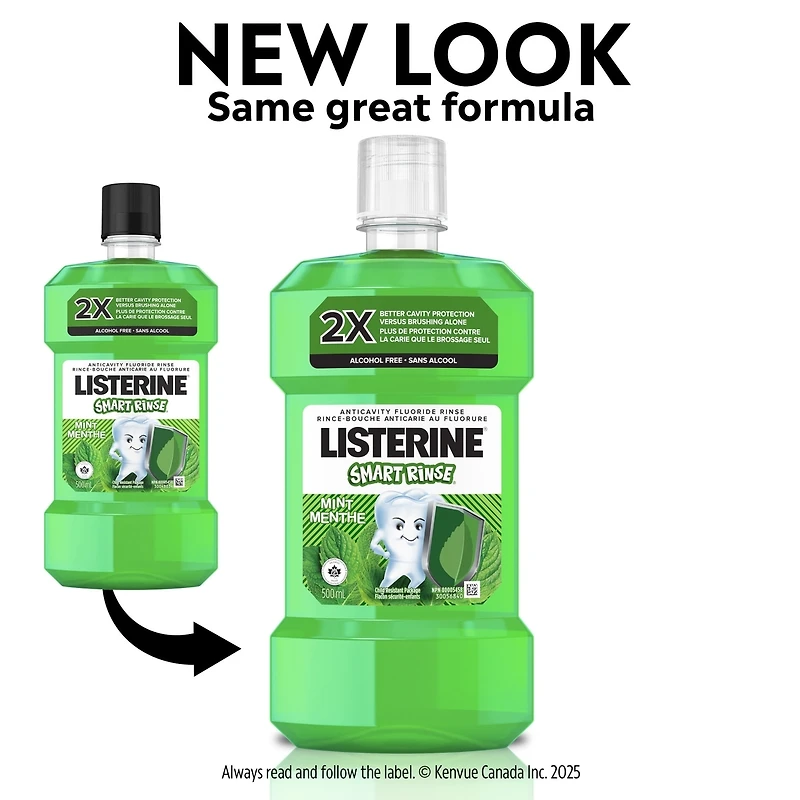 Smart Rinse Kids Mouthwash, Mint, Alcohol-Free, 500mL