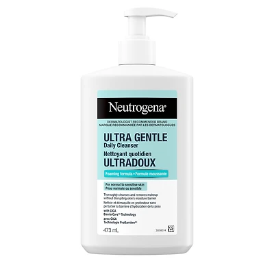 Daily Foaming Facial Cleanser, Makeup Remover Face Wash, Ultra Gentle