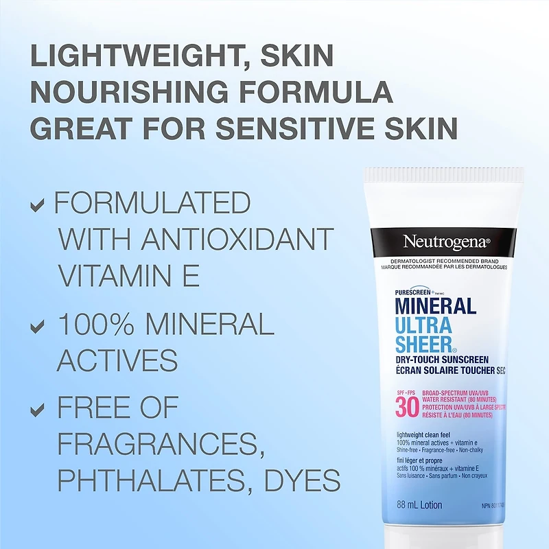Lotion Écran solaire Mineral Ultra sheer Sec au toucher, FPS 30
