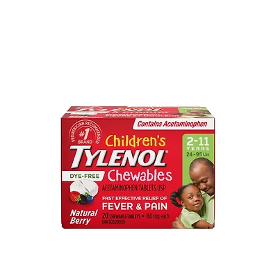 Children's Dye-Free Chewables Fever & Pain, Natural Berry