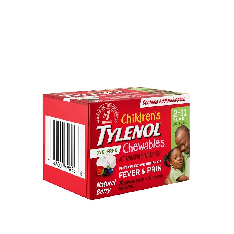 Children's Dye-Free Chewables Fever & Pain, Natural Berry