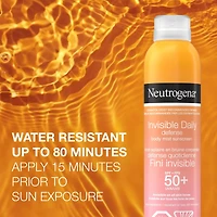 Invisible Daily Defense Body Mist Sunscreen Spf 50+