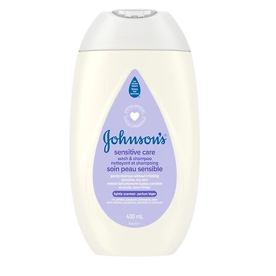 Nettoyant et shampoing Soin peau sensible Johnson's, parfum léger