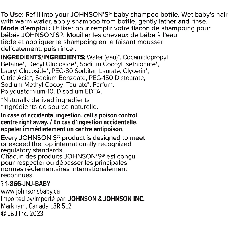 Shampoing Pour Bébés Johnsons, Or, Recharge
