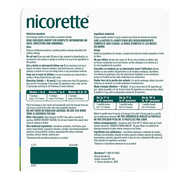 Nicotine Lozenges, 4mg, Mint, 80 Count