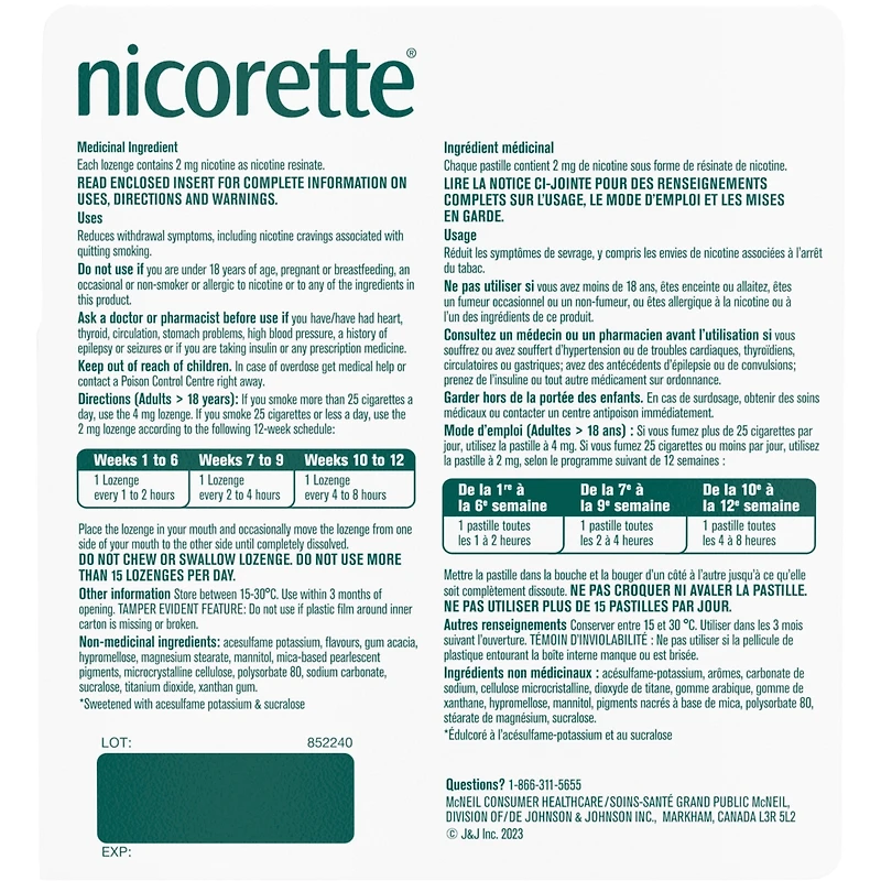 Nicotine Lozenges, 2mg, Mint, 80 Count