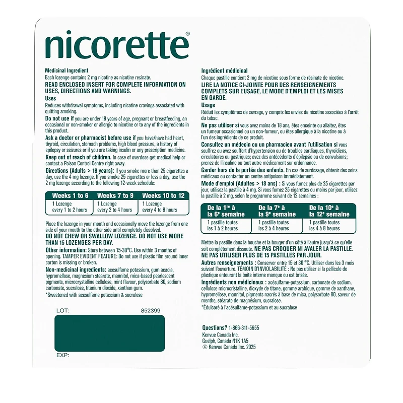 Nicotine Lozenges, 2 mg, Mint