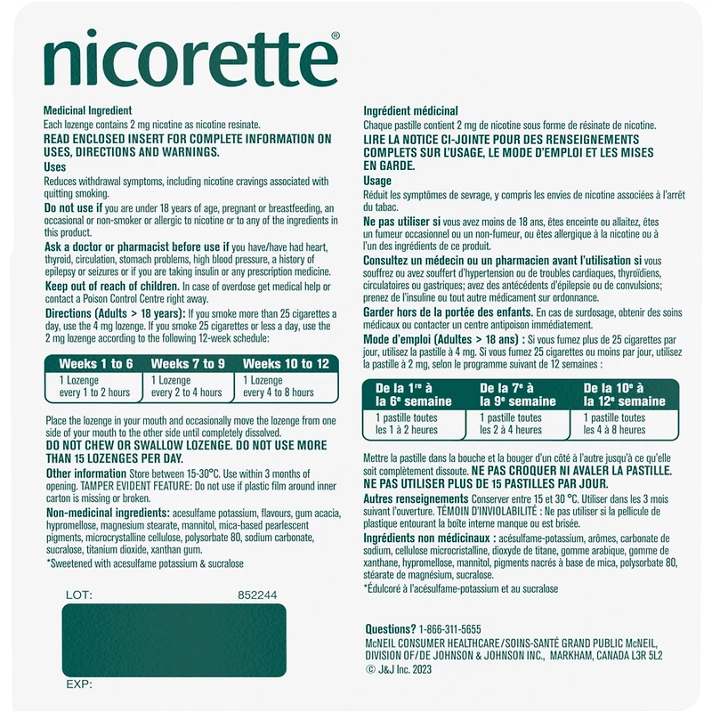 Nicotine Lozenges, 2 mg, Mint