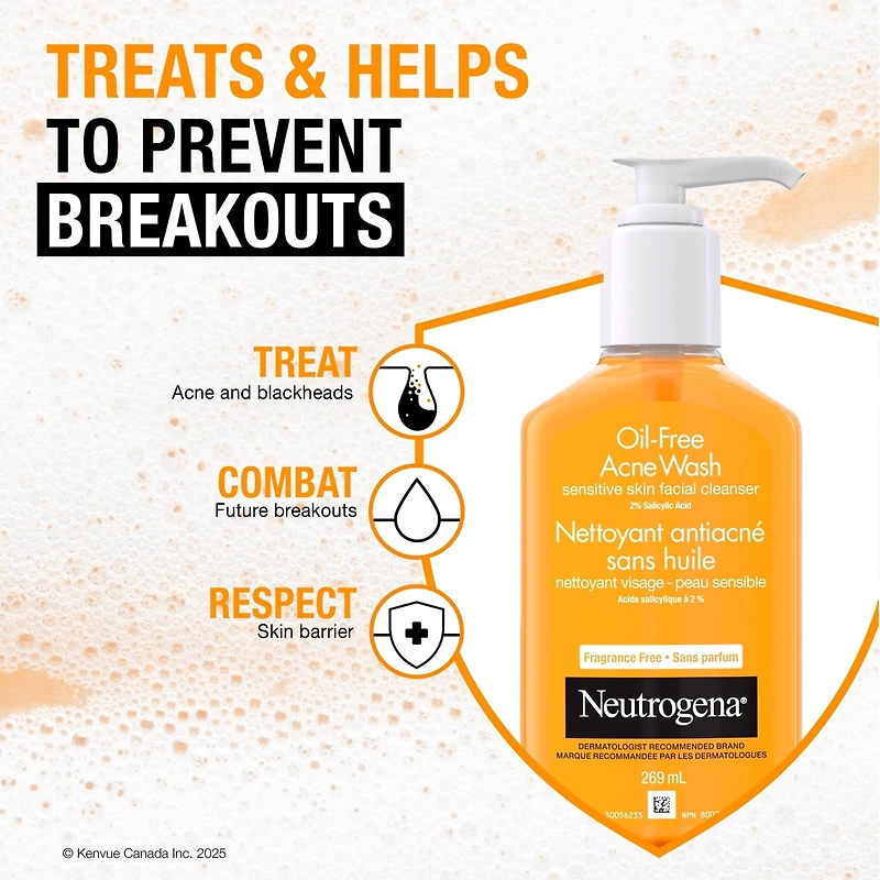 Oil-Free Acne Wash, Fragrance-Free Facial Cleanser