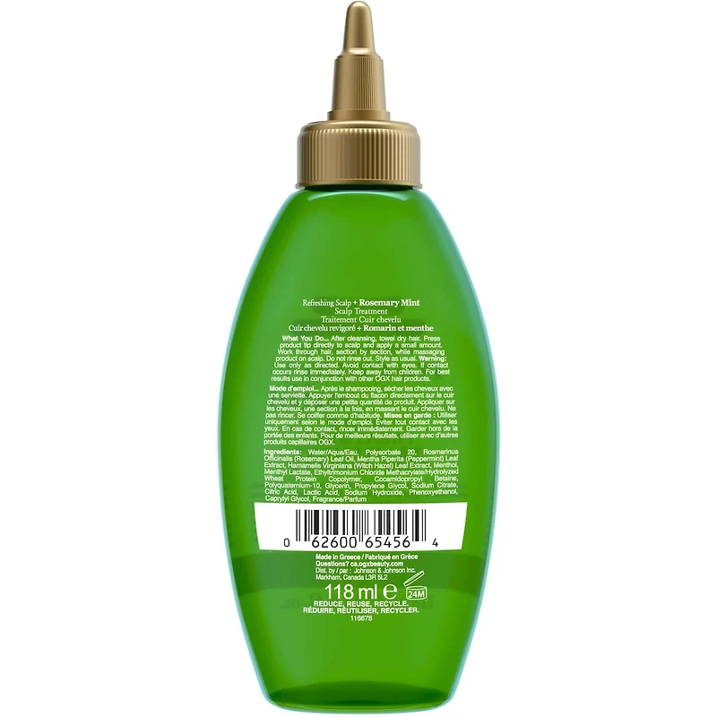 Traitement cuir chevelu fortifié cuir chevelu revigoré + romarin et menthe