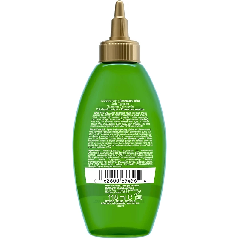 Traitement cuir chevelu fortifié cuir chevelu revigoré + romarin et menthe