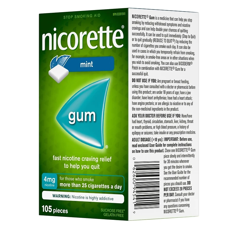 Nicotine Gum, 4 mg, Extreme Chill Mint Flavour