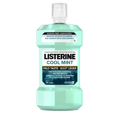Listerine Rince-bouche antiseptique Zero, Menthe légère, sans alcool 1L
