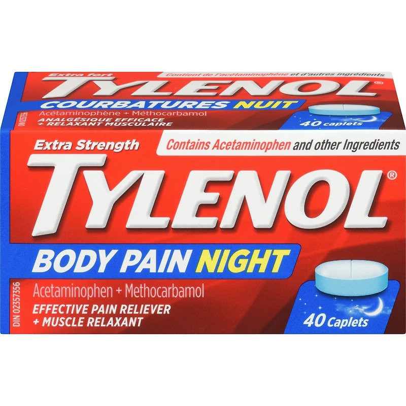 Soulagement des courbatures pendant la nuit et relaxant musculaire, extra fort, caplets