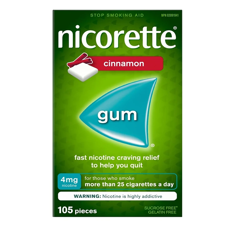 Nicotine Gum, 4 mg, Cinnamon