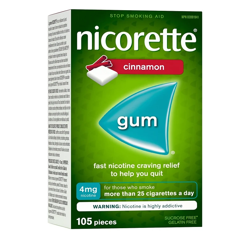 Nicotine Gum, 4 mg, Cinnamon