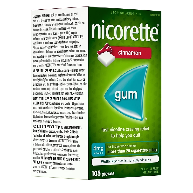 Nicotine Gum, 4 mg, Cinnamon