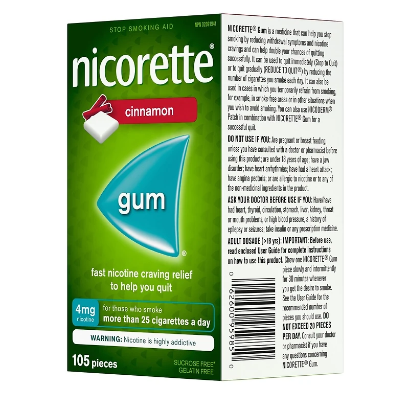 Nicotine Gum, 4 mg, Cinnamon