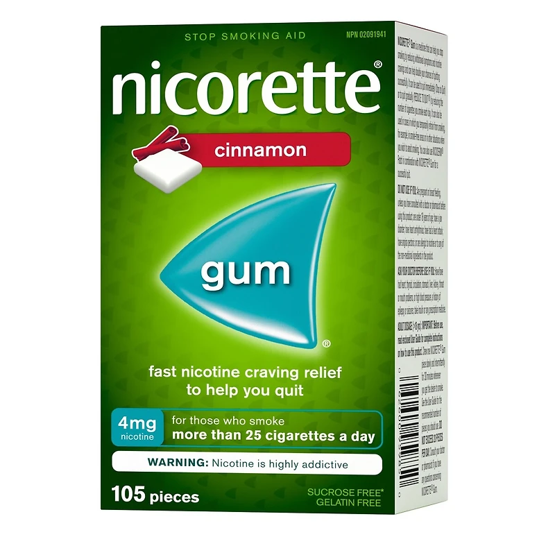 Nicotine Gum, 4 mg, Cinnamon