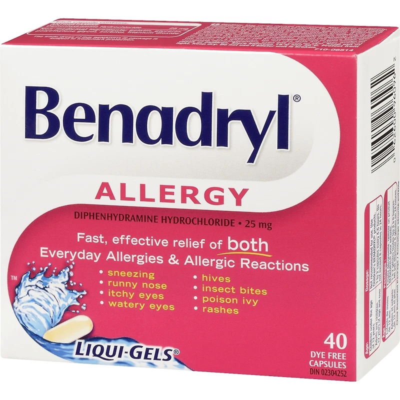 Médicament contre les allergies, gélules, 25 mg