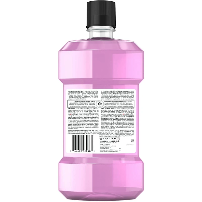 Rince-bouche antiseptique Total Care Zero, sans alcool