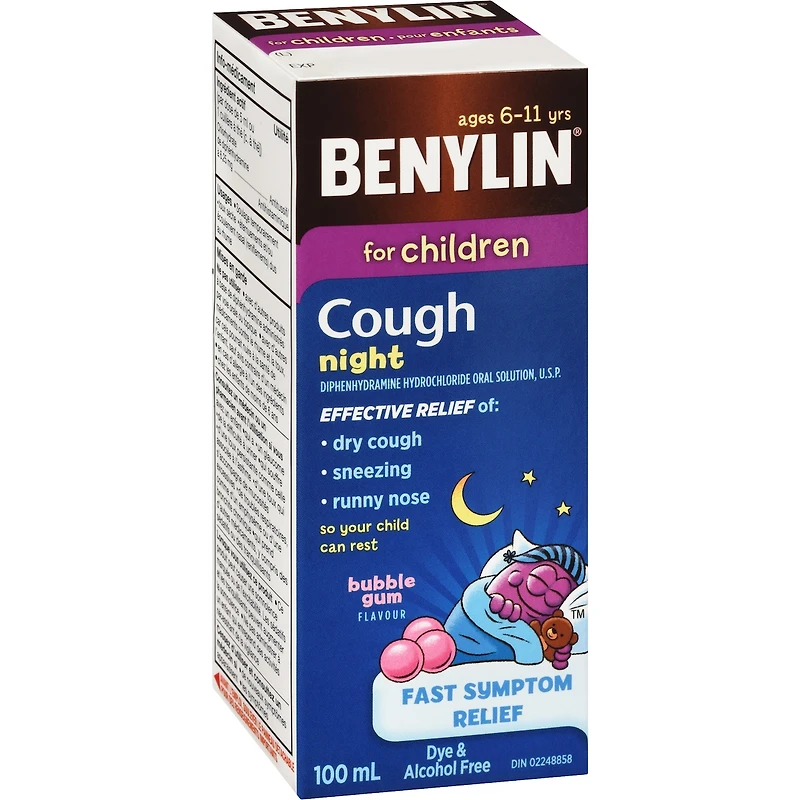 Sirop Toux, Nuit, pour enfants, saveur de gomme à bulles