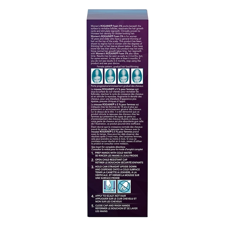 Mousse Rogaine à 5 % pour la repousse des cheveux, pour femmes
