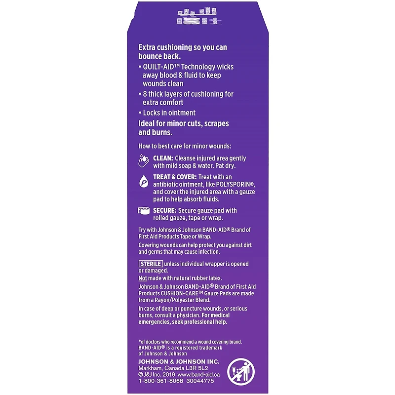 Grandes compresses de gaze Protection coussinée de marque BAND-AID, 10,2 cm x 10,2 cm, 10 compresses