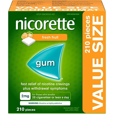 Nicotine Gum, 2 mg, Fresh Fruit