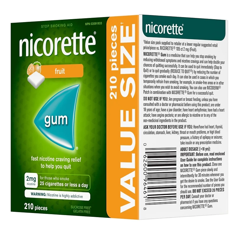 Nicotine Gum, 2 mg, Fresh Fruit
