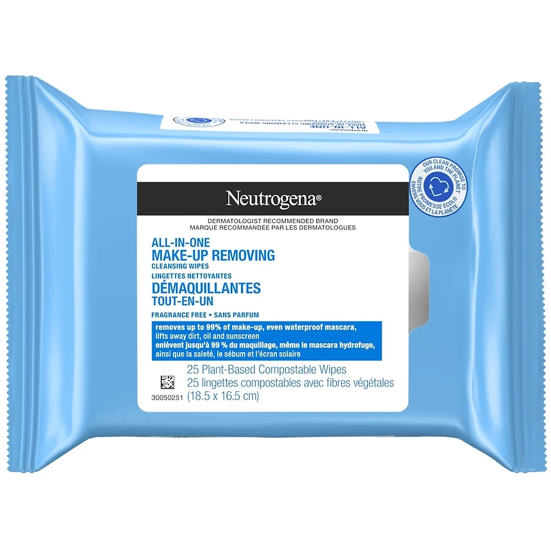 All In one makeup Remover fragrance free Facial Cleansing Wipes, Plant Based and Compostable