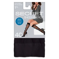 SECRET SHEER ENERGY® Medium Support Sheer Knee Length w/Sandalfoot - 1 Pair - 40 Denier