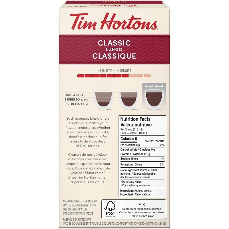 Tim Hortons Nespresso Classic Lungo 10Ct