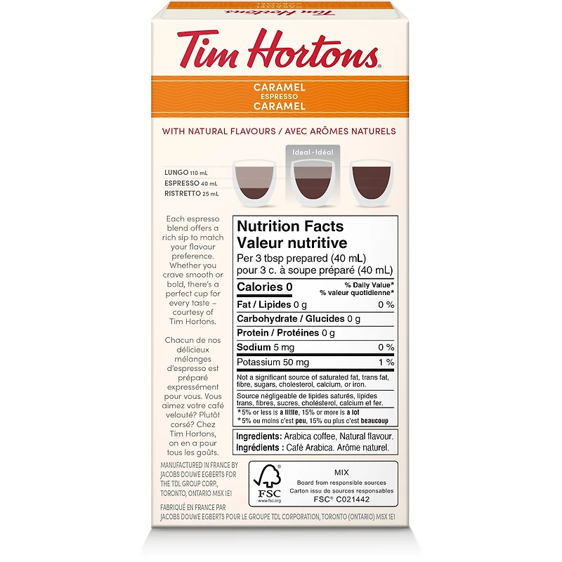 Tim Hortons Nespresso Caramel Espresso 10Ct