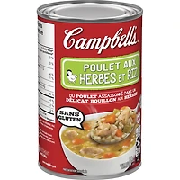Soupe au poulet aux herbes et riz prête à déguster