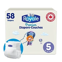 Royale Premium Diapers, Super Pack, Size 5 - 58 Count, Disposable Baby Diapers