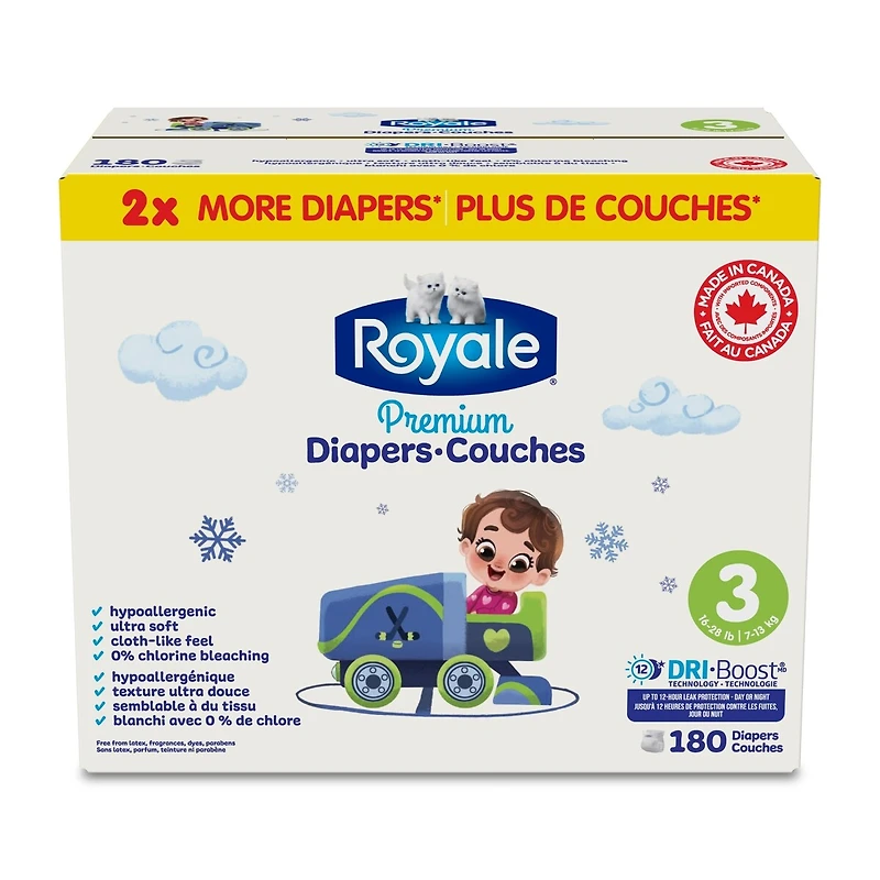 Couches Premium, Taille 3 - 180 couches, Couches jetables pour bébé