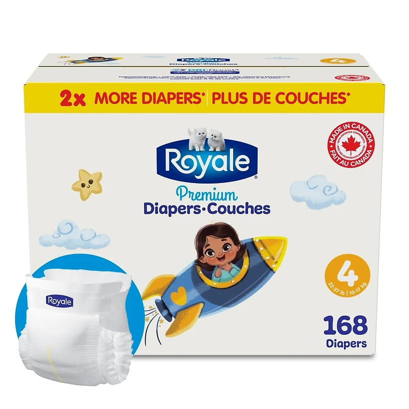 Couches Premium, Taille 4 - 168 couches, Couches jetables pour bébé