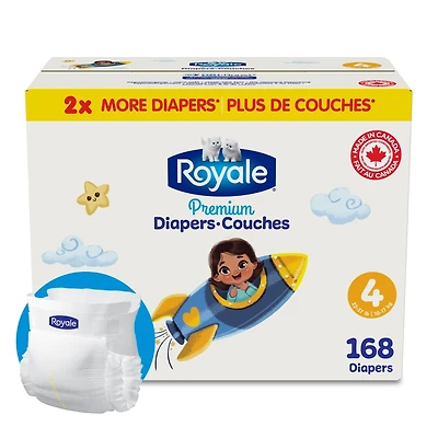 Couches Premium, Taille 4 - 168 couches, Couches jetables pour bébé