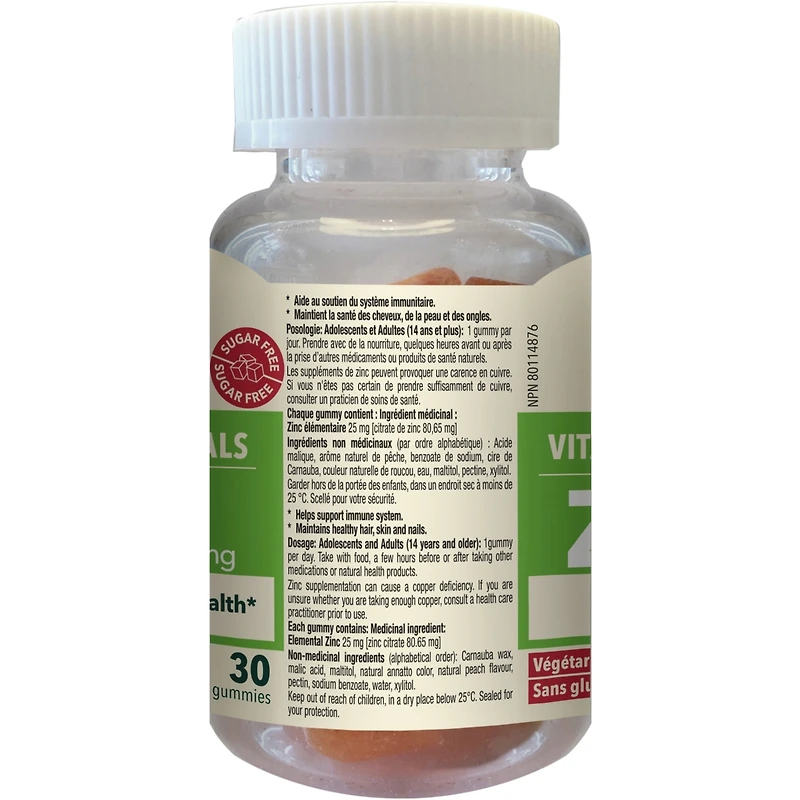 Zinc 25mg Gummy Sans Sucre