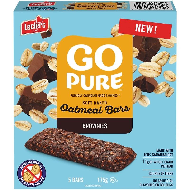 Go Pure Soft Baked Oatmeal Bars, Brownies 5 Bars