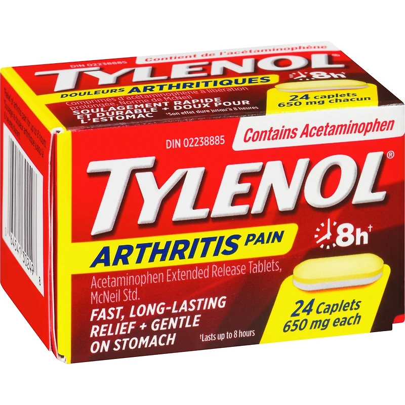 Acétaminophène à 650 mg, douleurs arthritiques