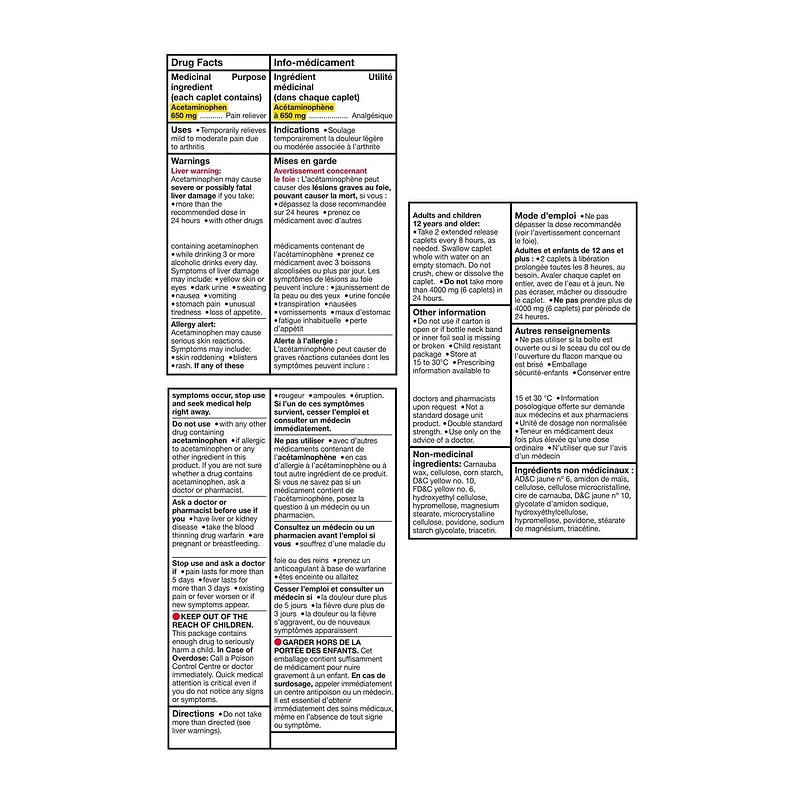 Arthritis Pain Reliever Acetaminophen 650mg