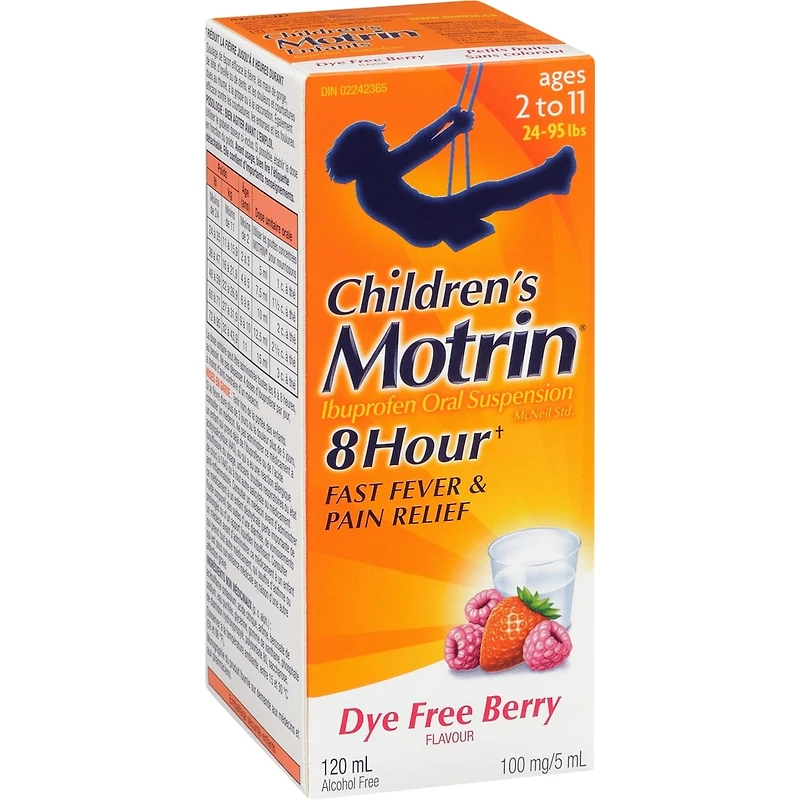 Suspension d'ibuprofène pour enfants, analgésique, saveur de petits fruits