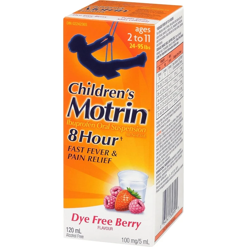 Suspension d'ibuprofène pour enfants, analgésique, saveur de petits fruits